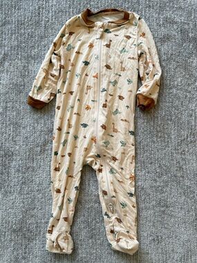 Milkberry Dinosaur Footed Pajama Sleeper Bamboo Zip 3-6M